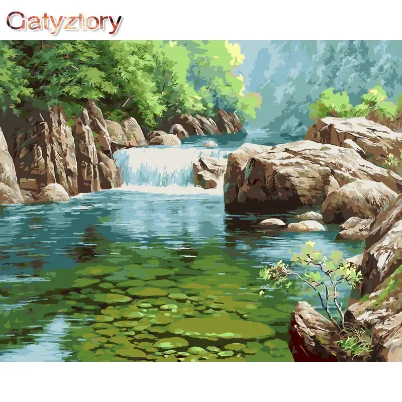 

GATYZTORY 60x75cm Paint By Numbers Lake Scenery DIY Set of Acrylic Paint For Painting By Numbers On Canvas Landscape Home Decor