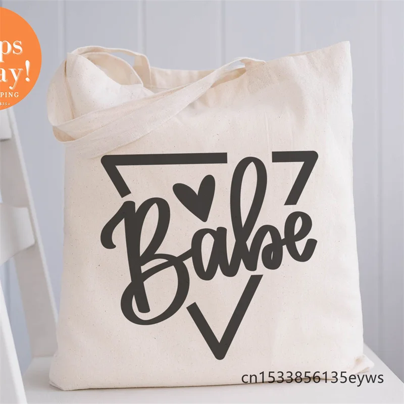 

Babe Graphic Hipster Cartoon Print Shopping Tote Bags Girls Pacakge Hand Bag