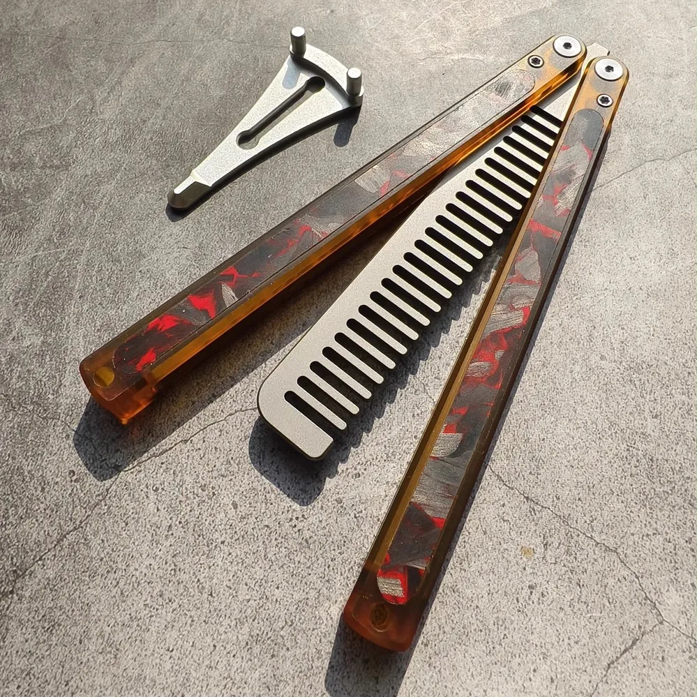 Фото MackWalker Titanium, тренировочная расческа Pei Butterfly, уличные инструменты EDC, расчески Balisong №1