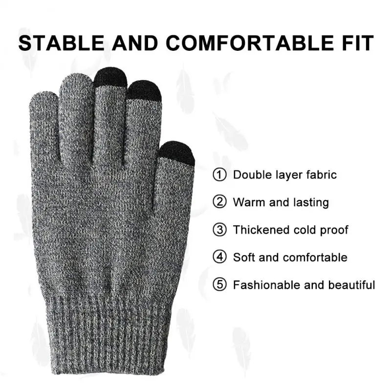 

Wear-resistant Wrist Guard Knitted Acrylic Cycling Gloves Touch Screen Full Finger Gloves Warm Mittens Non-slip Neutral Gloves