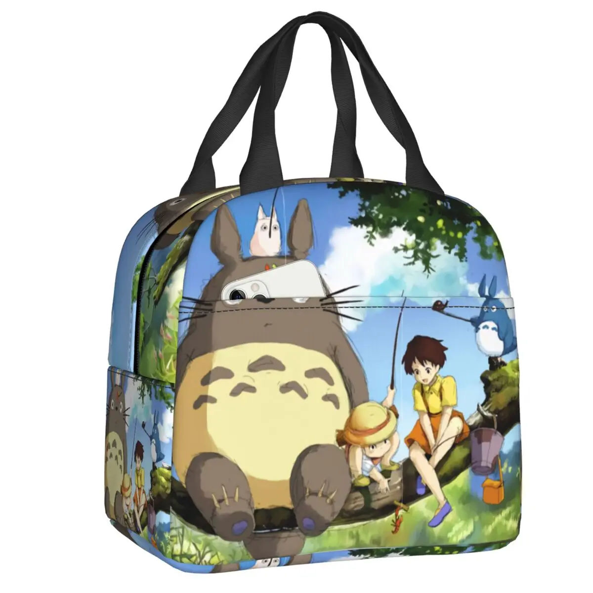 

VGhibli Mouth Face Mask Totoro Portable Lunch Boxes Women Multifunction Cooler Thermal Food Insulated Lunch Bag Office Work