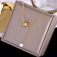 no fading high quality 316l stainless steel fashion snak chain ball necklace short charm women gold choker wholesale jewelry