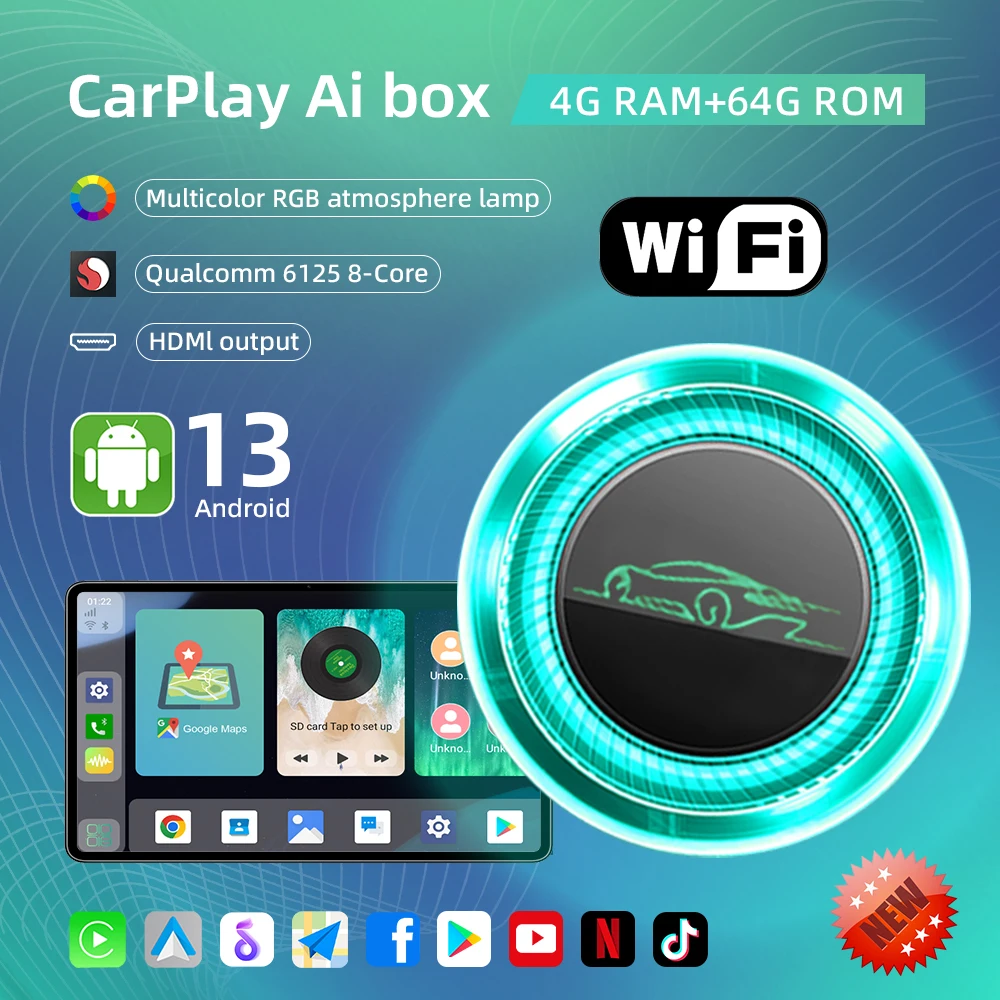 

Binize Android 13 Carplay Ai Box With HDMI Wireless Android Auto Netflix YouTube Iptv 4+64G For VW Toyota Ford Mazda Volvo KIA