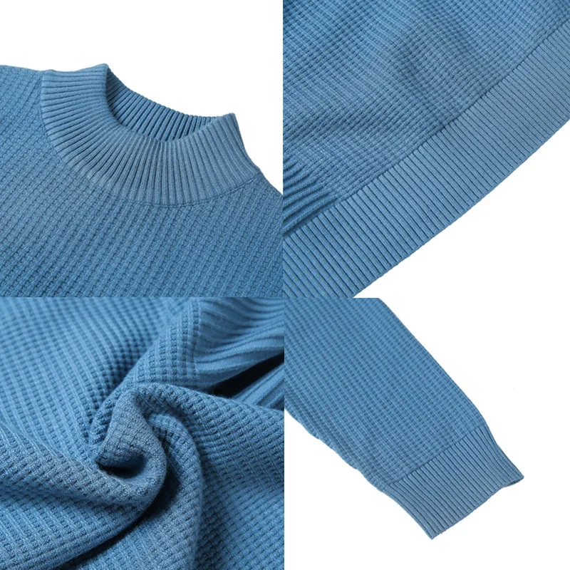 Мужской теплый вязаный свитер облегающий Повседневный пуловер в полоску с