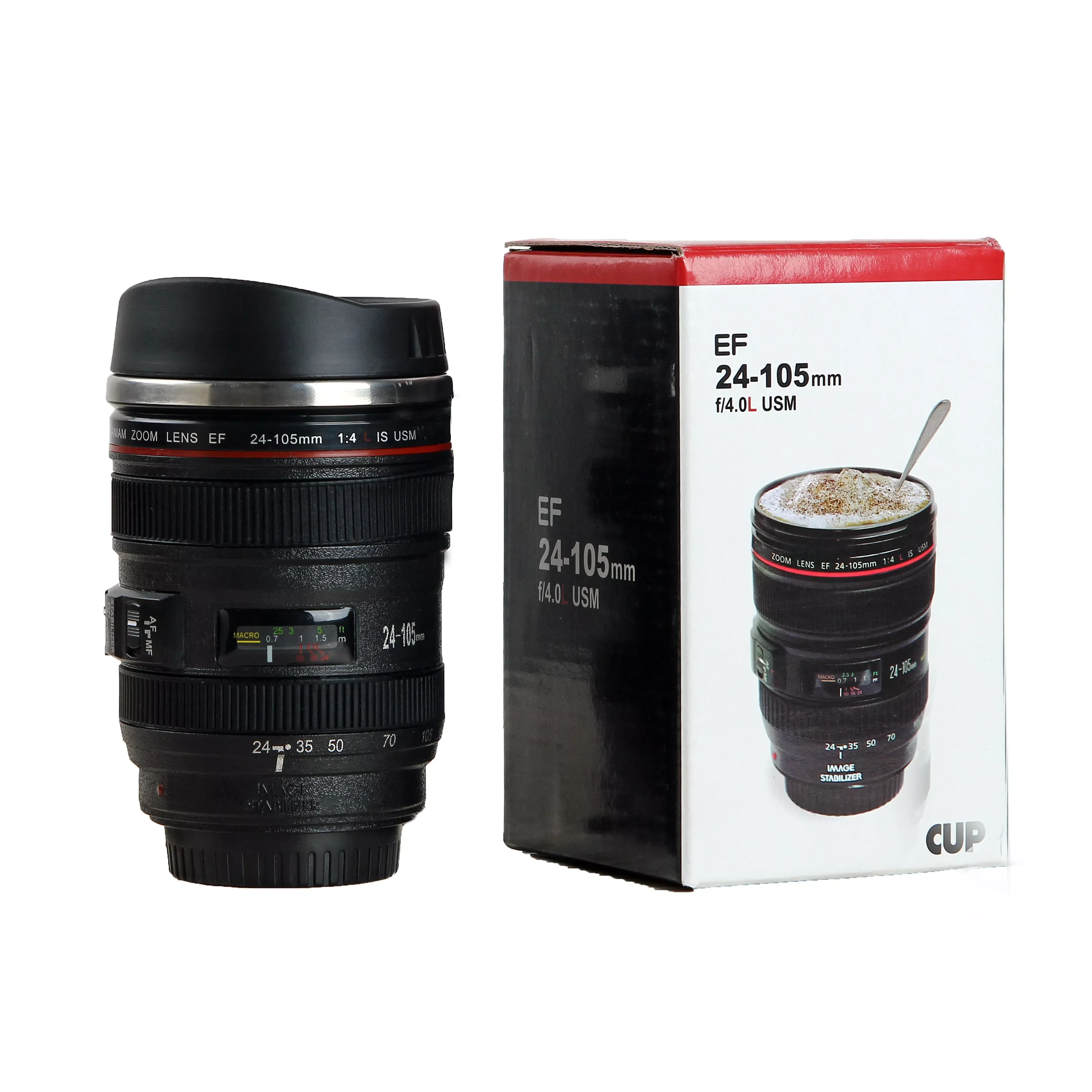 

Steel Camera EF24-105mm Coffee Lens Mug White Black Coffee Mugs Creative Gift Coffee Cups canecas tazas vaso café