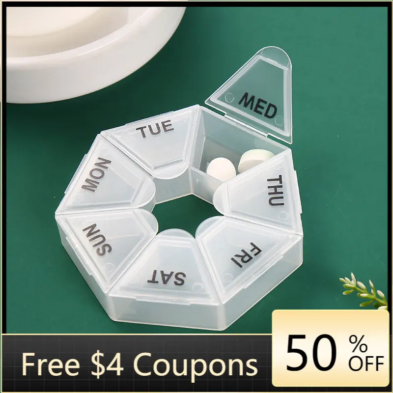 

Button Rotate Kit Kit Independent Container 7 Days A Week Round Portable Kit Kit Storage Household Appliances