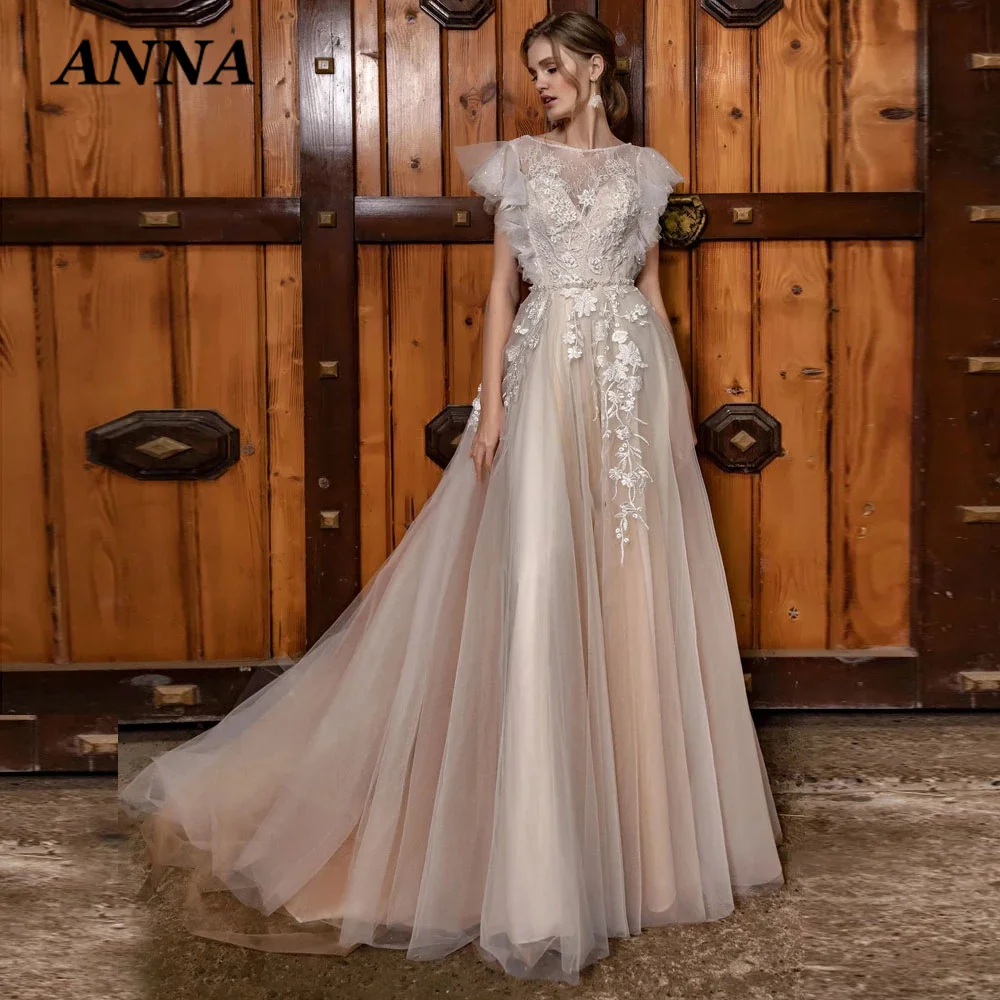 

Женское свадебное платье на шнуровке Anna Beauty, элегантное Тюлевое платье принцессы на тонких бретельках, с кристаллами, для пляжа и вечеринки,...