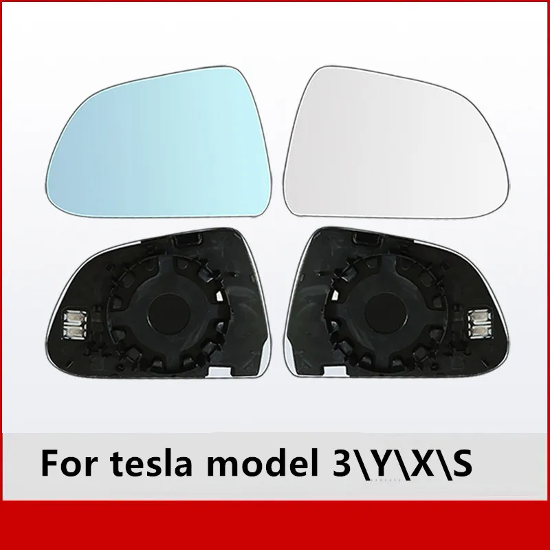 1 pair car Wide Angle mirror heat Waterproof anti glare Large Vision Rearview Mirror Lens For Tesla Model 3 Y X S Can be heated images - 6