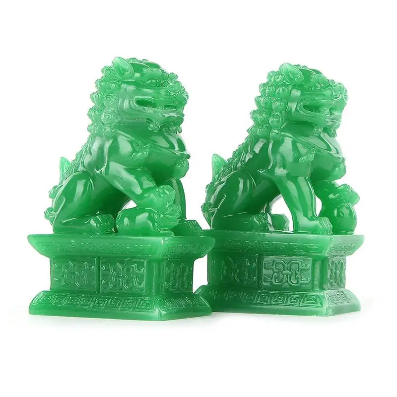 

Guardian Lion Statues With Stone Finish Feng Shui Decor Cultural Asian Foo Dogs For Indoor Outdoor Placement