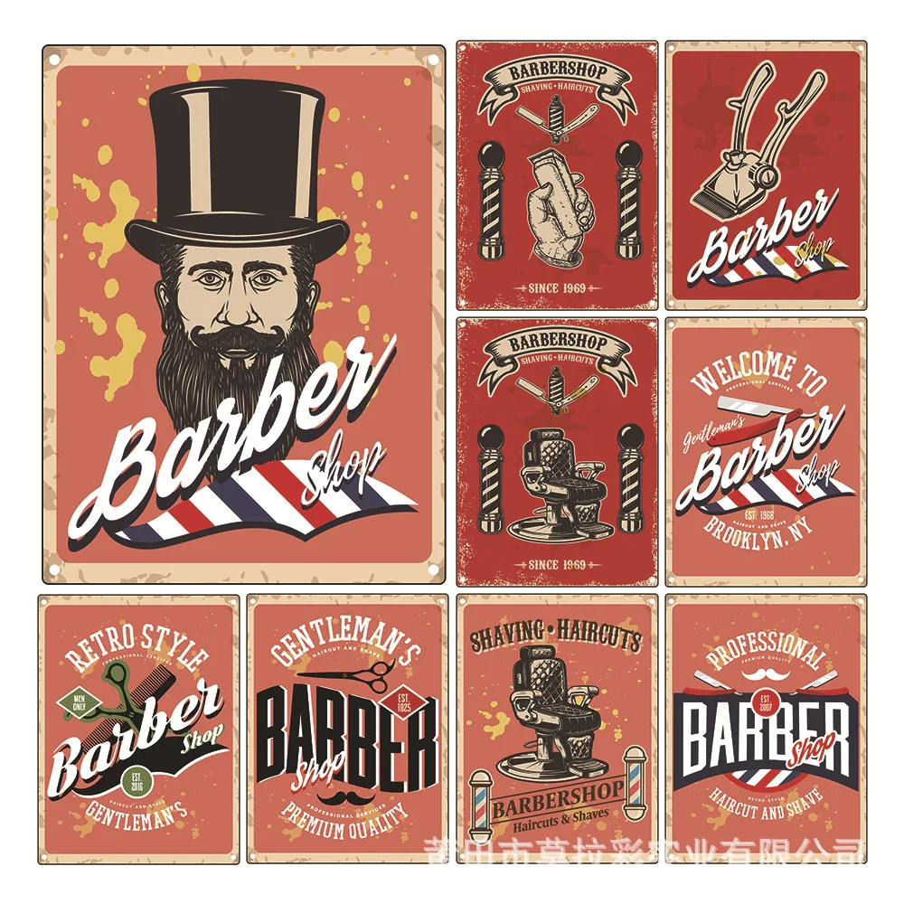 

Декоративная тарелка в стиле ретро, металлический жестяной знак для парикмахерской, паба, бара, мужская пещера, клубный Настенный декор, акс...