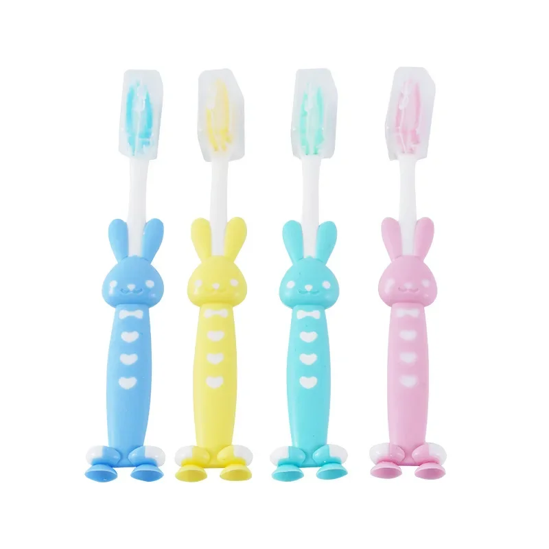 Детская зубная щетка с рисунком медведя кролика макарон мягкая щетина