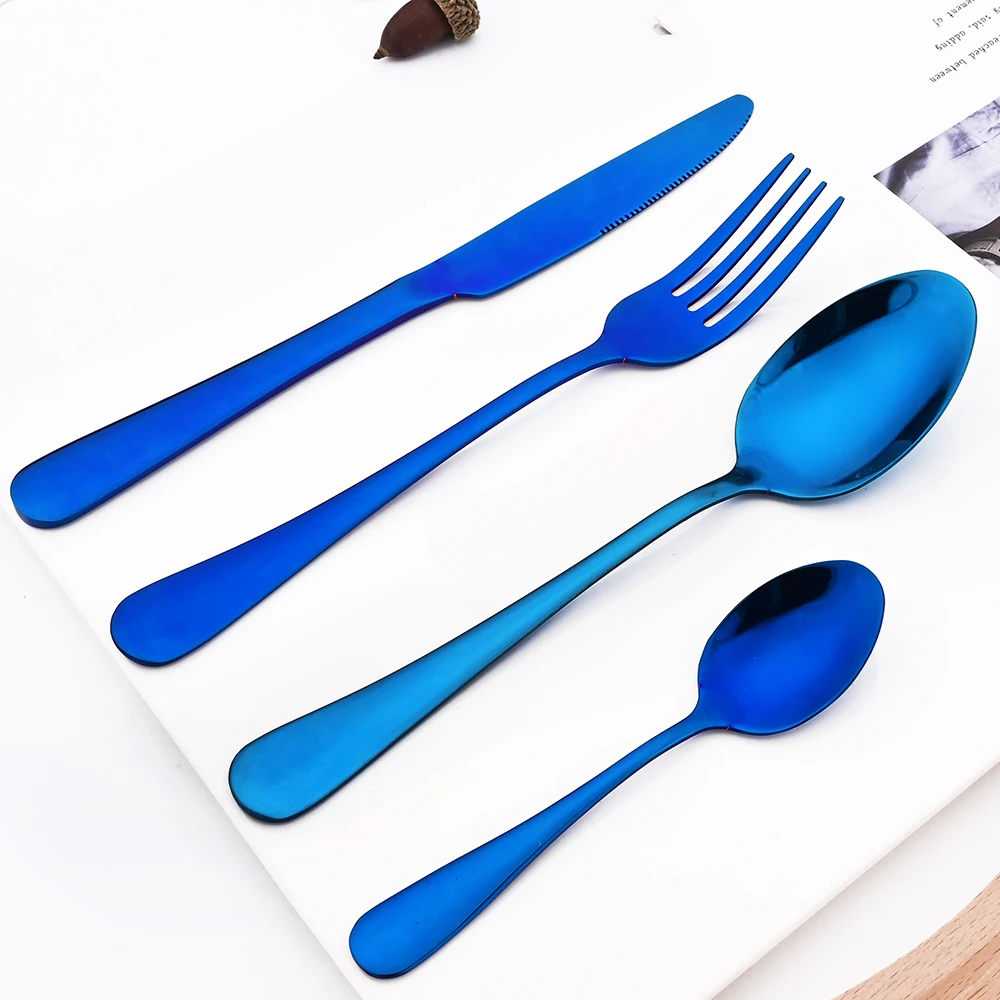 

Drmfiy 24Pcs Kitchen Tableware Set Western Stainless Steel Cutlery Set Dinner Knife Fork Coffee Spoons Complete Dinnerware Set