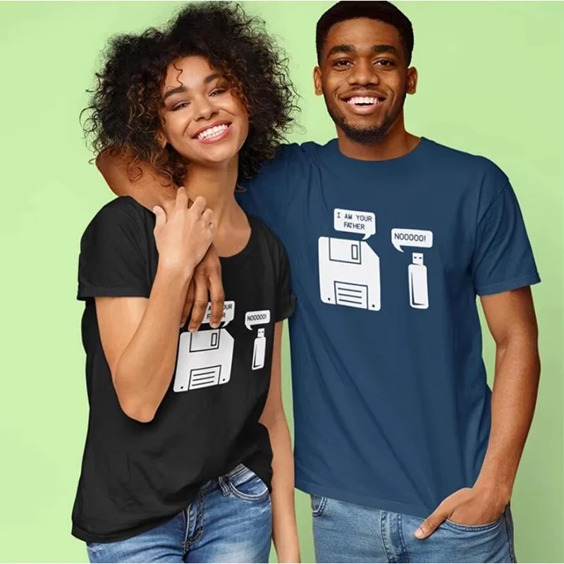 Nerd Summer Style USB Floppy Disk I am Your Father T-shirt Geek Gifts T shirt men Vintage 100%Cotton Top Quality Design Tops Tee
