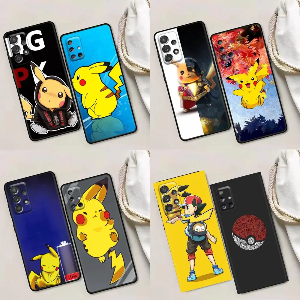 

Cute Pikachu Pokemon Phone Case for Samsung A01 A02 A03s A11 A12 A21s A32 A41 A72 A52s 5G A91 A91s Silicone Case Pikachu