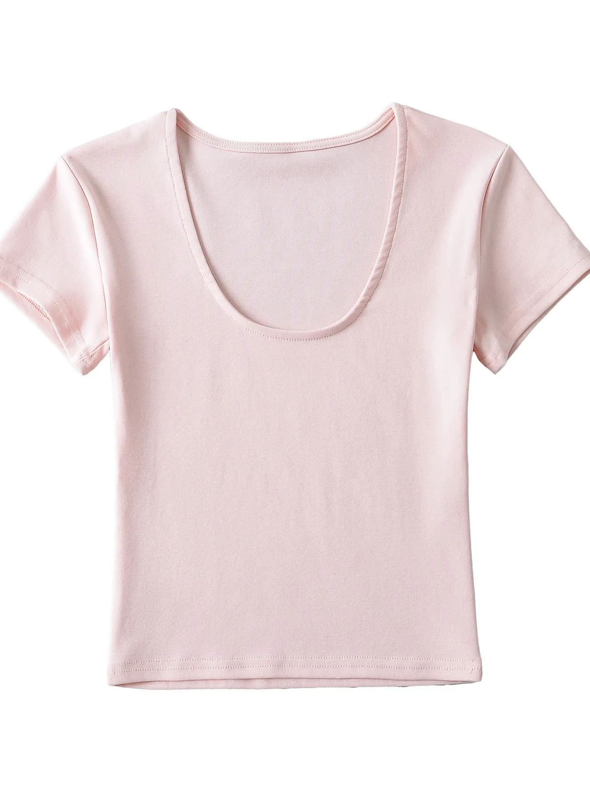 Женская летняя футболка с коротким рукавом и U-образным вырезом модель 2024 года