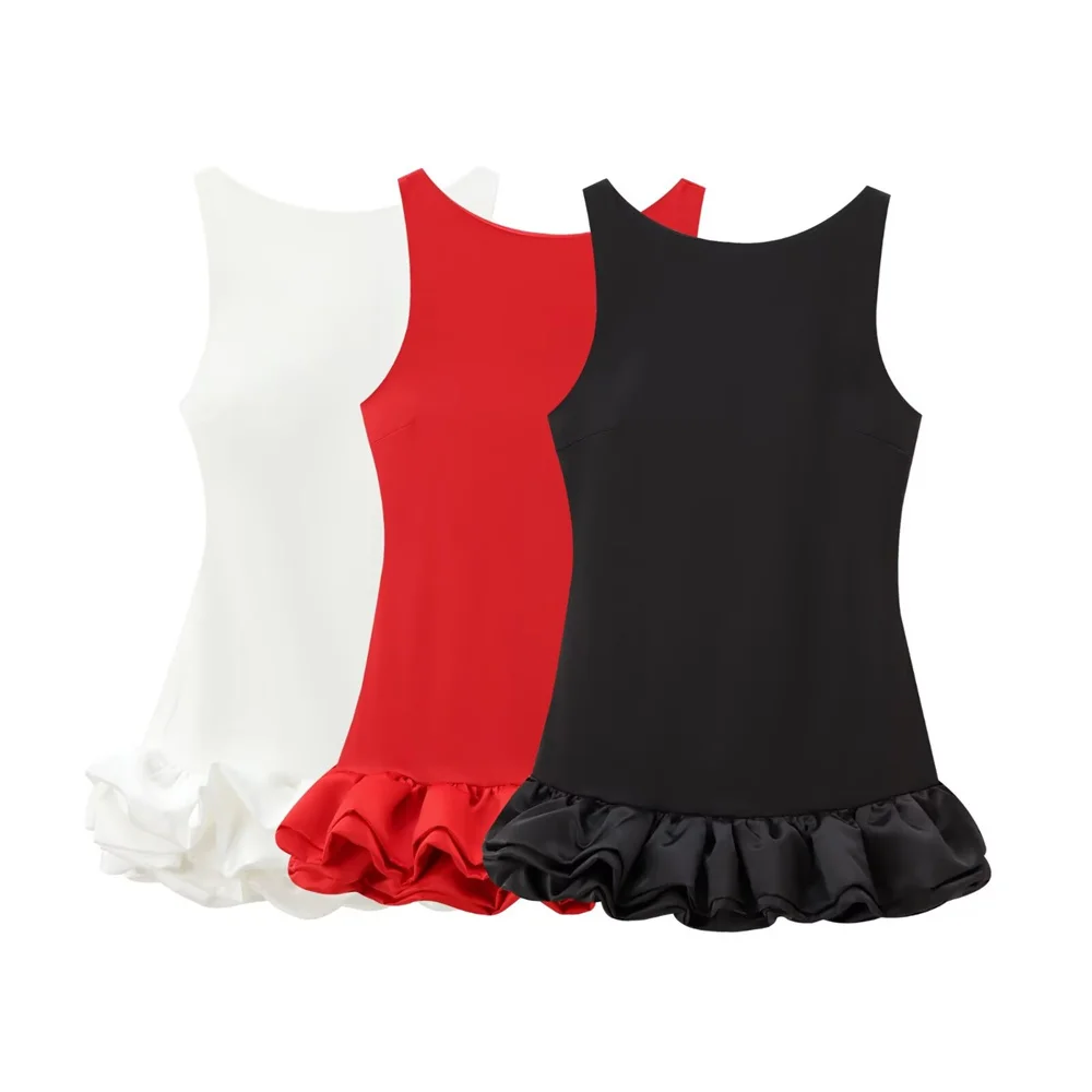 Новинка осени 2024 модное обтягивающее белое платье RARF без рукавов на бретелях с