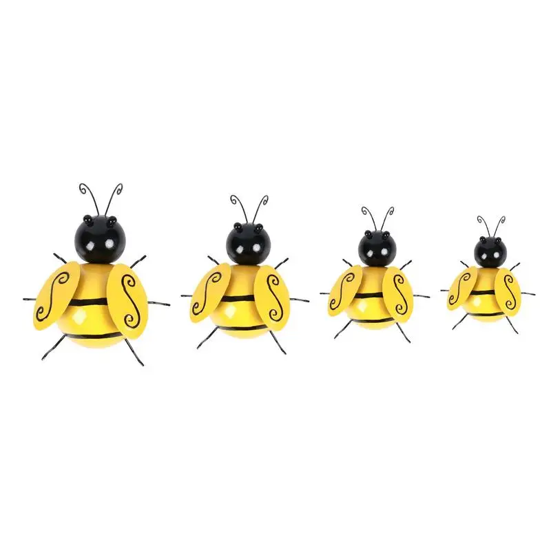 

Bee Wall Decor 4PCS Bumble Bees Wall Sculpture Outdoor Garden Fence Patio Yard Art Wall Decorations For Living Room Bedroom