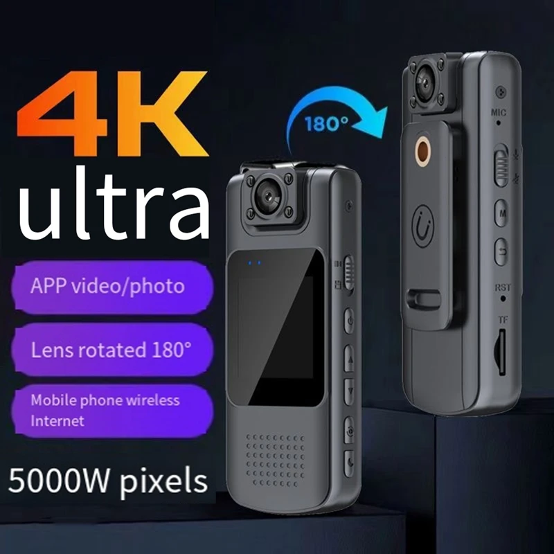 

Mini Camera Wifi HD/4K Infrared Night Vision 180° Rotating Lens And Back Clip Law Enforcement Recorder AP Camera Accessories Kit