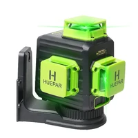 huepar 3d cross line self leveling laser level 12 lines green beam li ion battery with type c charging port hard carry case