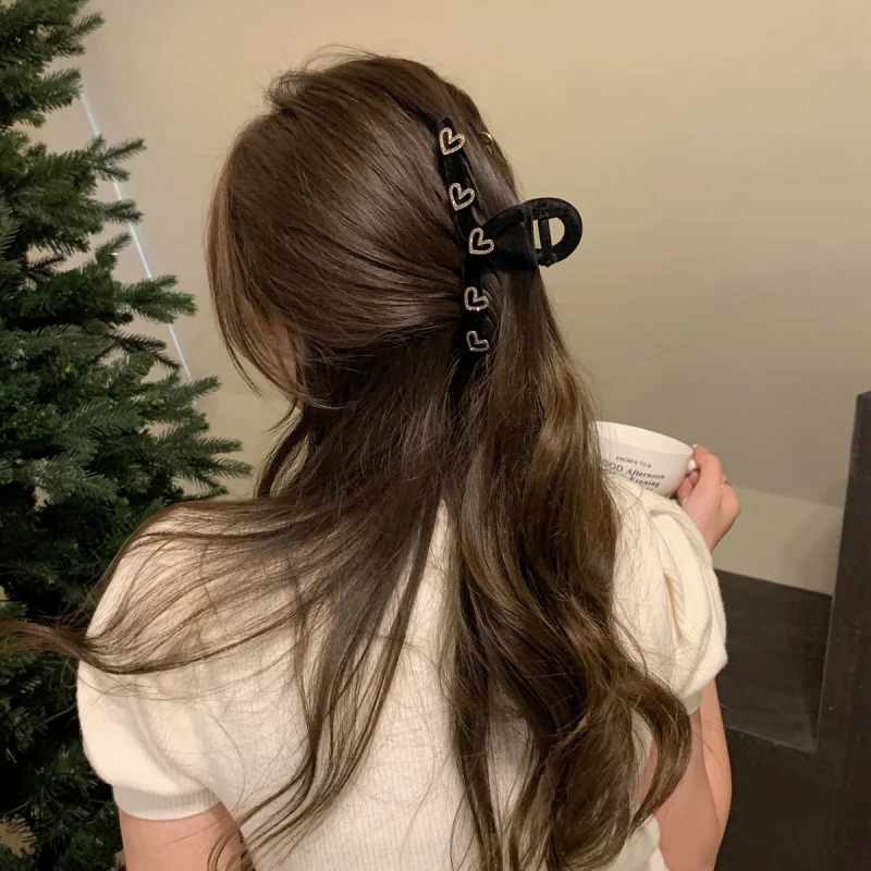 

Стразы высококачественные зажимы для волос в форме сердца для женщин и девушек новые корейские милые бархатные аксессуары для волос