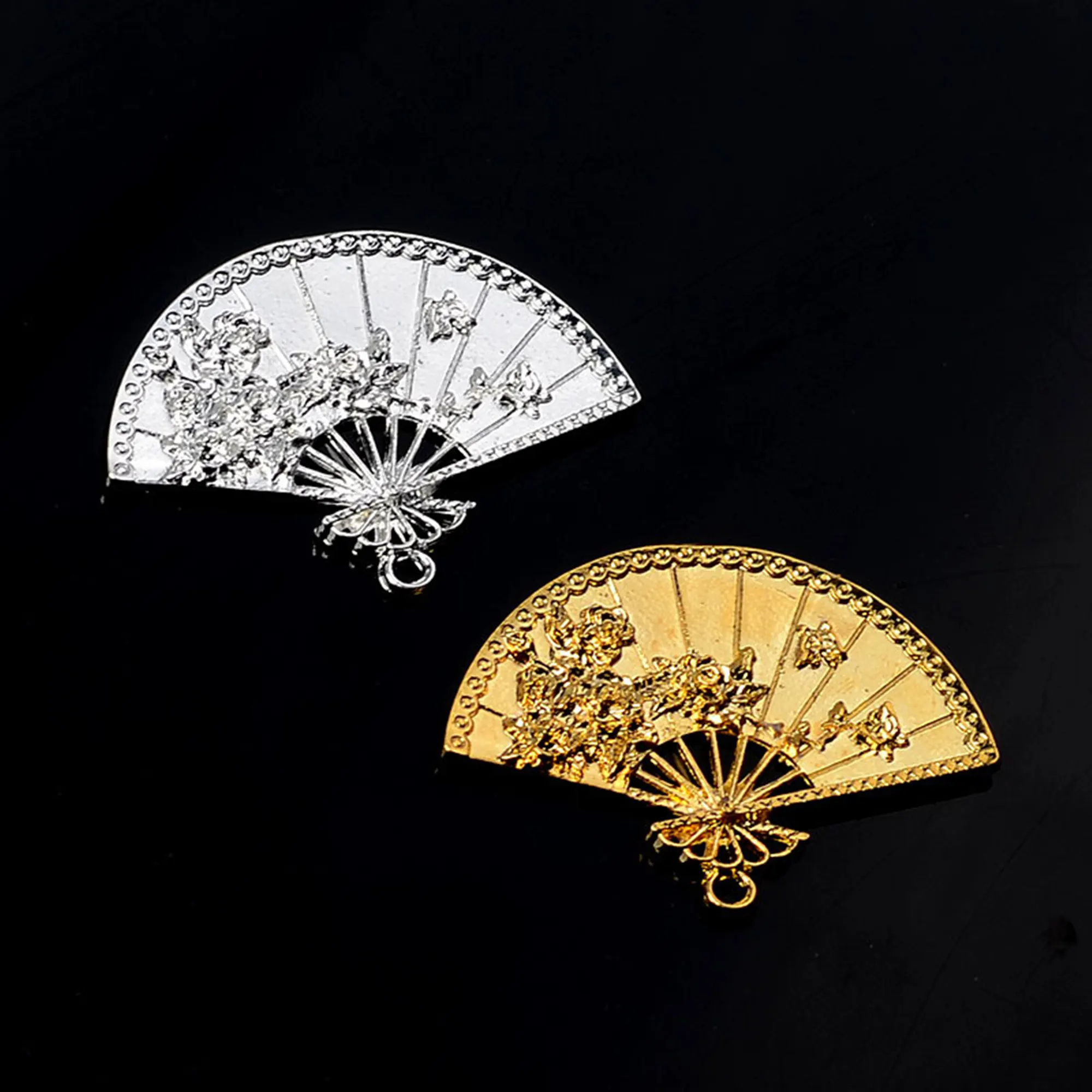 

10 шт./лот 5,3x3,9 см аксессуары из сплава в старинном стиле группа вееров аксессуары для волос «сделай сам»