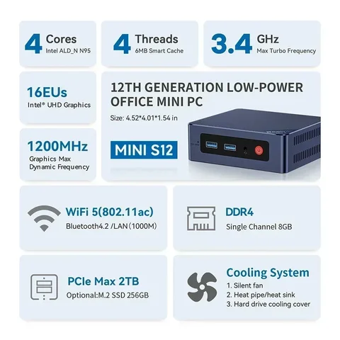 Beelink MINI S12 PRO Мини-ПК  Intel Alder Lake-N95 8 ГБ 256 ГБ