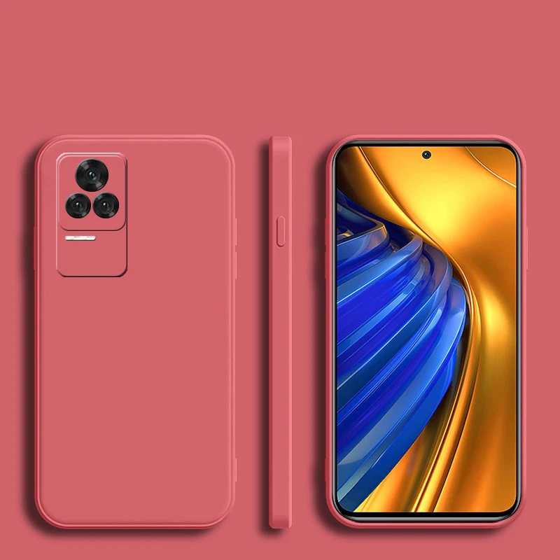 Фото Роскошный квадратный мягкий силиконовый чехол для Xiaomi Poco F4 F3 F2 Pro, однотонный защитный чехол для камеры, задняя крышка №2