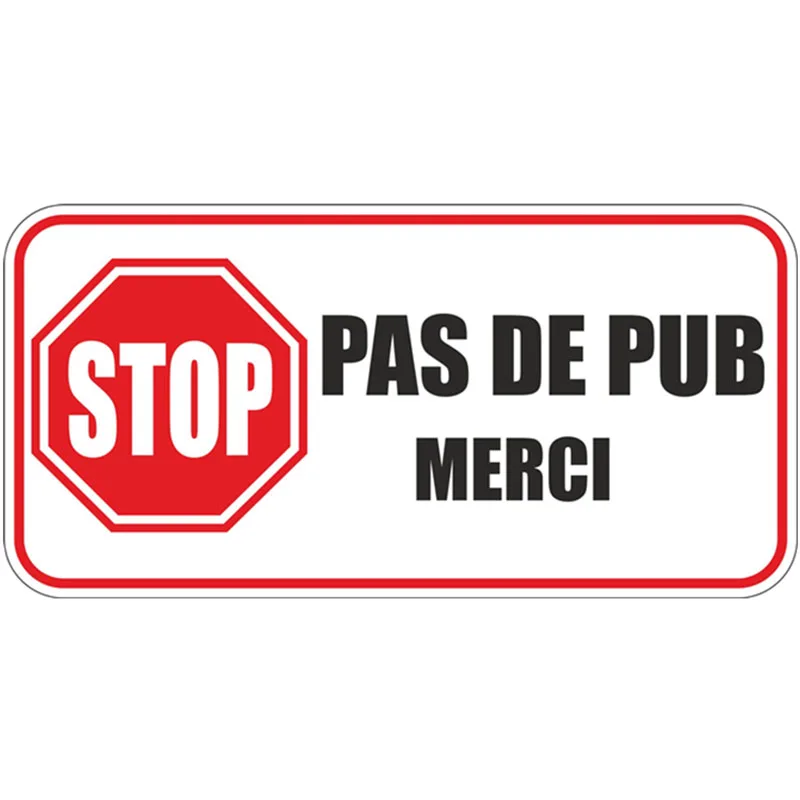 Y236 # Автомобильная наклейка Stop Pas De Pub спасибо, водонепроницаемая виниловая наклейка, автомобильные аксессуары, наклейка для автомобиля «сделай сам», Стайлинг автомобиля