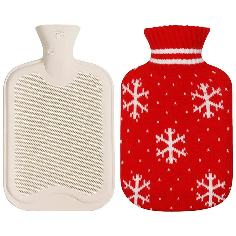 

Hot Water Bag 2L Leak Proo Warm Water Bottle For Bed Feet Warmer For Kids Hot Water Bottle Bag With Christmas Snowflake Cover