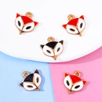 20pcs 1313mm red enamel cute fox pendant charm jewelry making handmade diy earring pendants necklace cartoon animal accessories