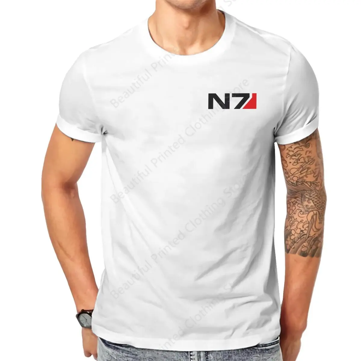 Мужская и женская трендовая забавная футболка с эмблемой N7 классические