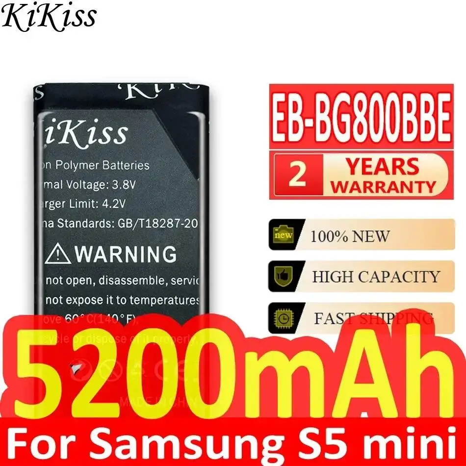 Фото Аккумулятор для мобильного телефона EB-BG800BBE 5200 мАч для Samsung Galaxy S5 Mini SM-G800F SM-G800H SM-G800R4 SM-G800Y SM-G800A SM-G800W №1