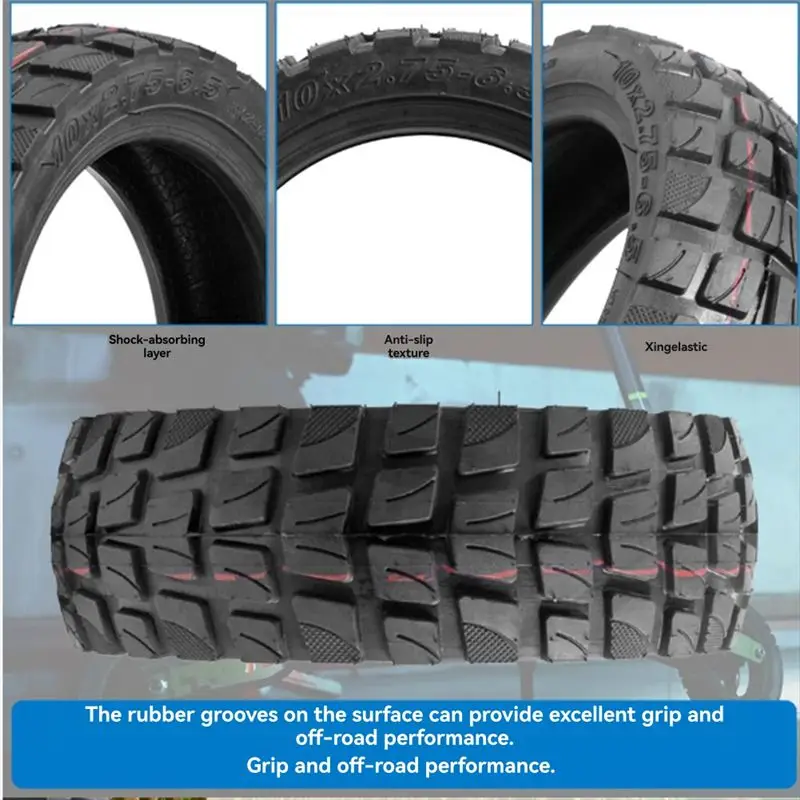 Фото НОВИНКА! В НАЛИЧИИ - Внешняя шина 10X2.75-6.5 для электросамокатов Speedway 5 и Dualtron 3, 10-дюймовая бескамерная внедорожная шина, запчасть, 1 шт. №3