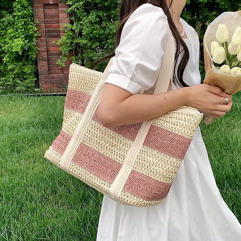 

Summer Shoulder Bag Straw Crossbody Bags for Women Large Capacity Fashion Luxury Designer Handbag Women's 2022 Trend Female