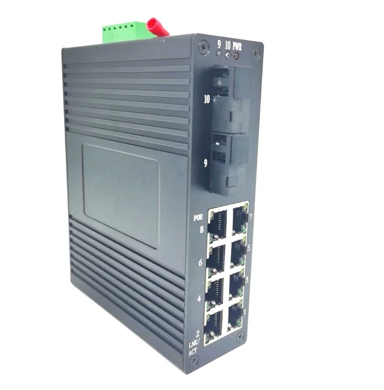 2 gigabit optical ports + 8 1000M electrical ports switch industrial din Optical gigabit media converter