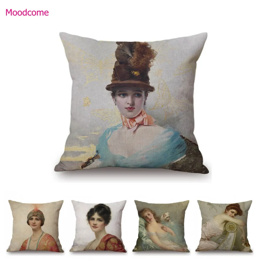 Royal Court Classic European Elegant Duchess Lady Madame Woman Noble Decorative Antique Style Sofa Pillow Case Cushion Cover