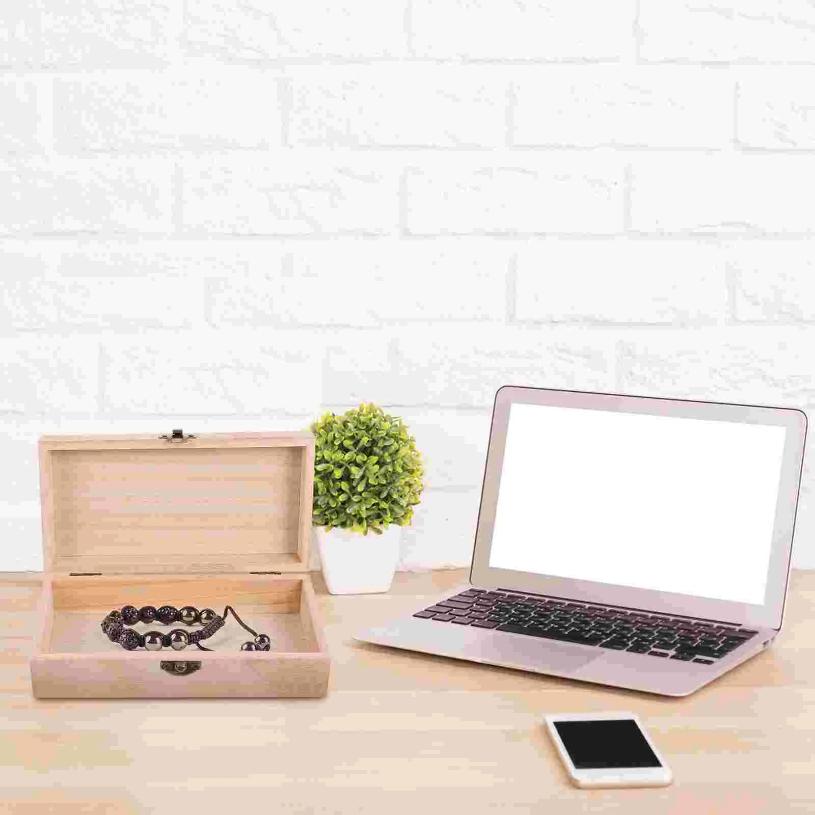

Box Wooden Wood Boxesstorage Jewelry Keepsake Treasure Unfinished Giftlidcraft Memory Hingedcase Stash Decorative Crafts