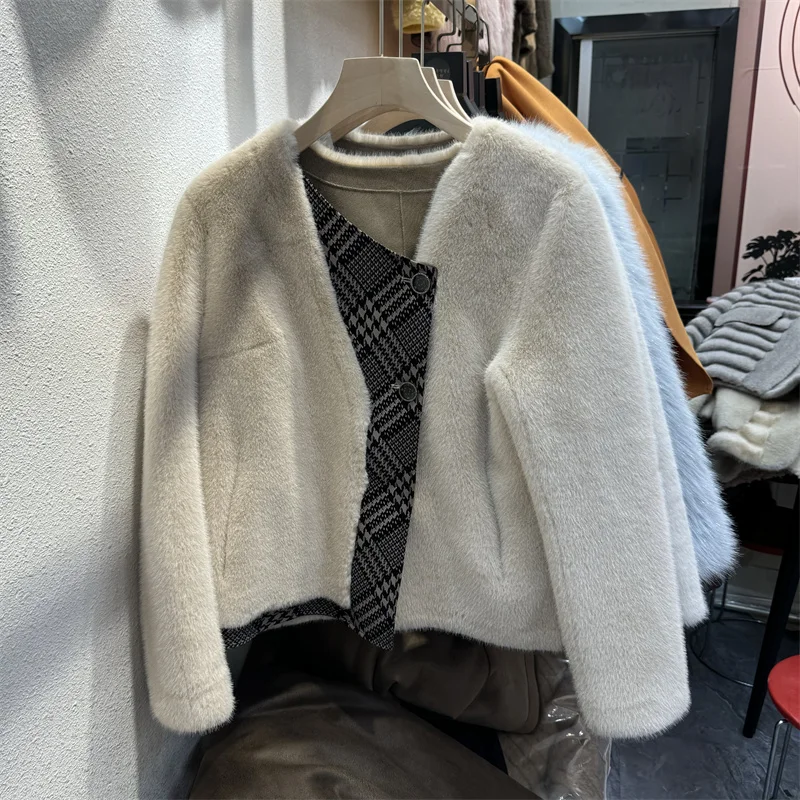 Осень-зима 2024 новая корейская утолщенная двухсекционная свободная меховая