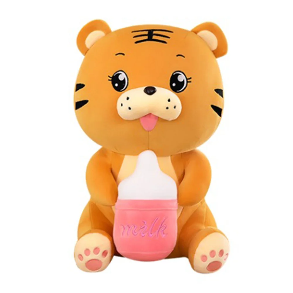 

Milk Bottle Tiger Plush with Q Version Cuddly Animal Toys Sleeping Pillow Toy Comfortable for Kids Girls Pacify Rag Toy YH-17