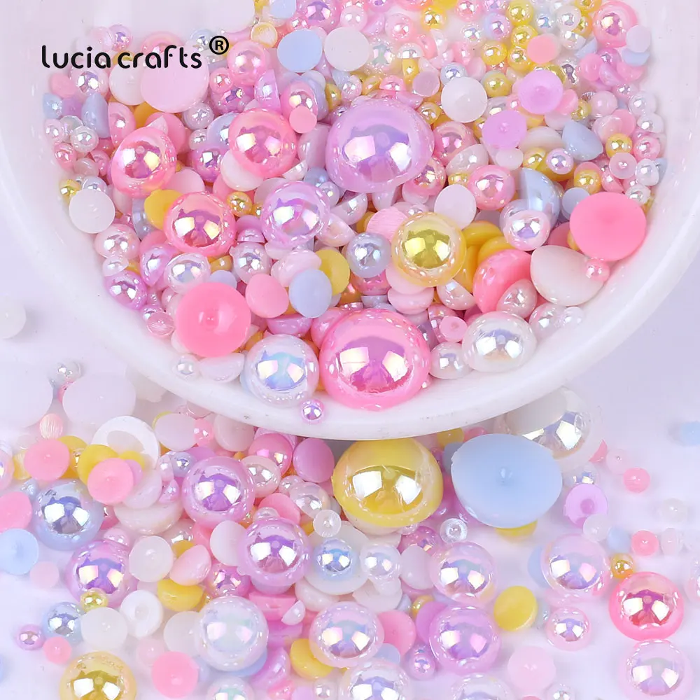 

3-10mm 240pcs Macaroon AB Color Half Round ABS Beads Imitation Pearl Flatback Beads For DIY Nail Decor Jewelry Making