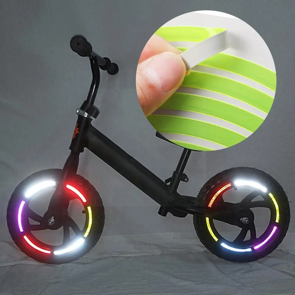 

Children's Balance Bike Reflective Sticker Wheel Decals Tape Reflective Tire Applique Safety Bicycle Accessories Scooter U1H6