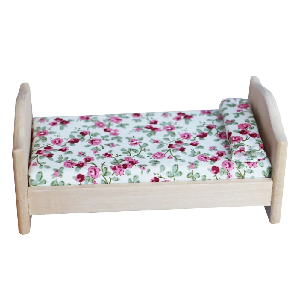 

Bed Furniture Mini Toy Miniature Wooden Bunk Wood Diy Ornament Calico Decoration Kids Toys Kitchen Critters Beds Cloth Kid