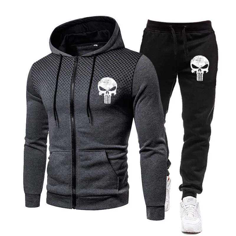 Marvel 2022 Fashion Spring Autumn Mens Clothes Men Sets Gradient Zipper Hoodie+Sweatpant Casual Streetwear Male Sportswear Suits