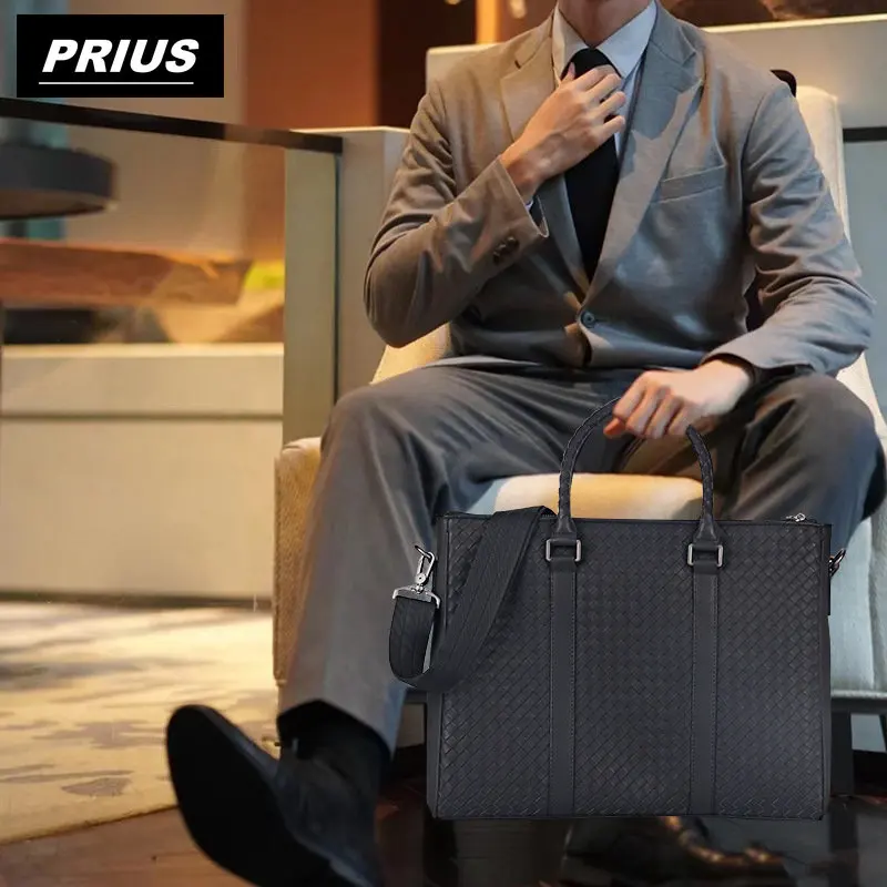 Men's computer bag Fashion business bag Designer high-quality woven bag High end genuine leather bag messenger bag