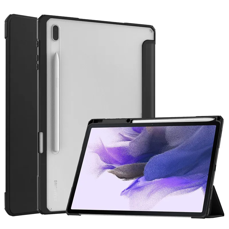 

For Samsung Galaxy Tab S7 FE Cover With Pencil Holder Transparent Back Tablet For Samsung Tab S7 Plus Tab S7 FE 12.4 Tablet Case