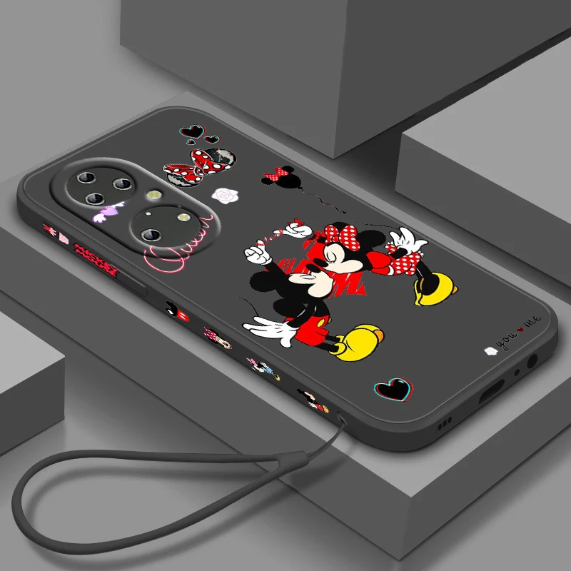 

Mickey Minnie Disney Anime For Huawei P50 P40 P30 P20 Pro Lite Nova Y9S Y9A Y9 Y6 Y70 Y90 Y61 5T Liquid Left Rope Phone Case