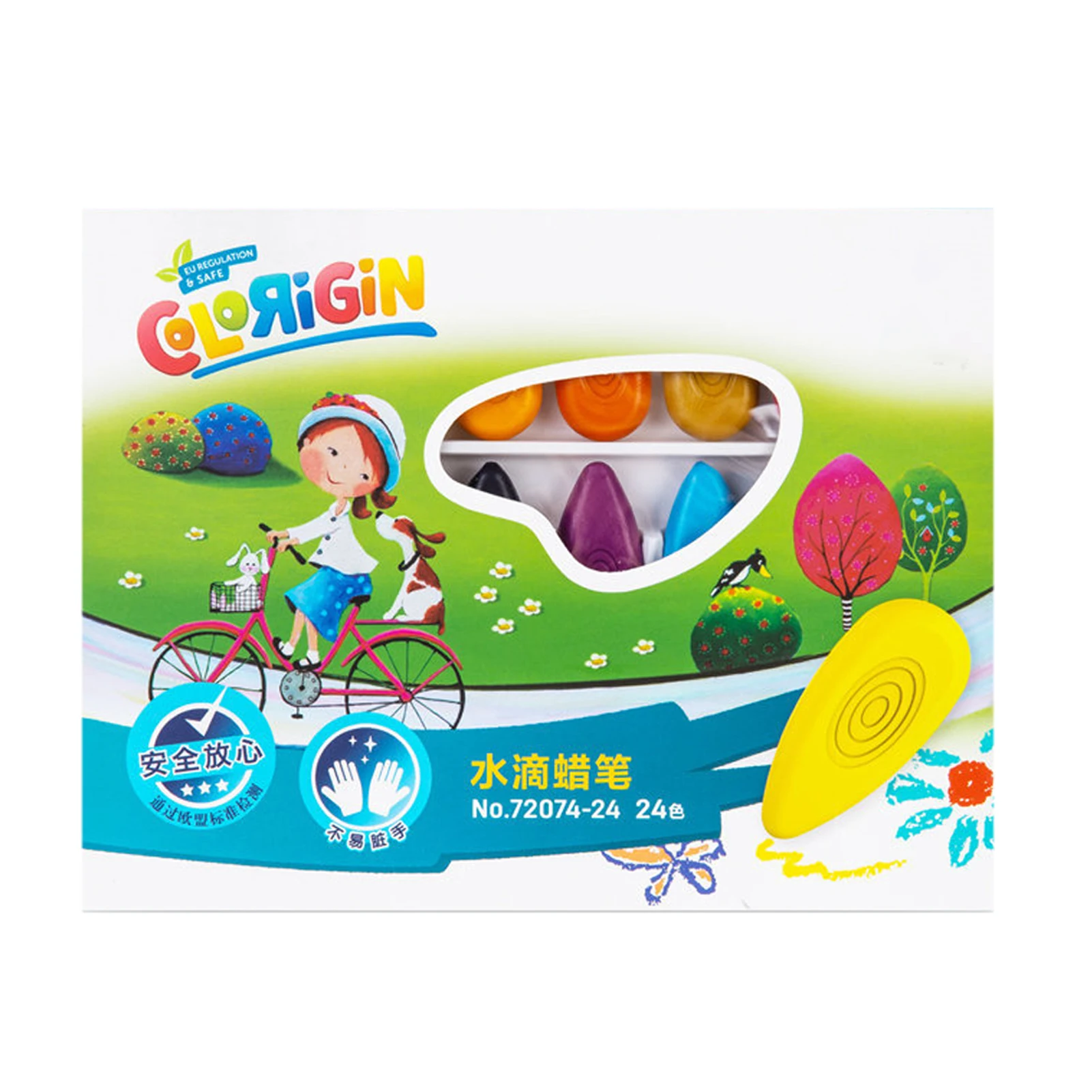 

24pcs Easy Grip Drawing Washable Paint Students Learning Safe Drop Shape Toys Kids Gift 24 Colors School Crayons Set Toddler