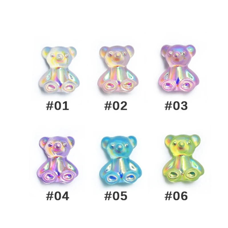 

Gummy Bear Nail Rhinestones 3D Cute Bear Resin Nail Art Decorations Stickers
