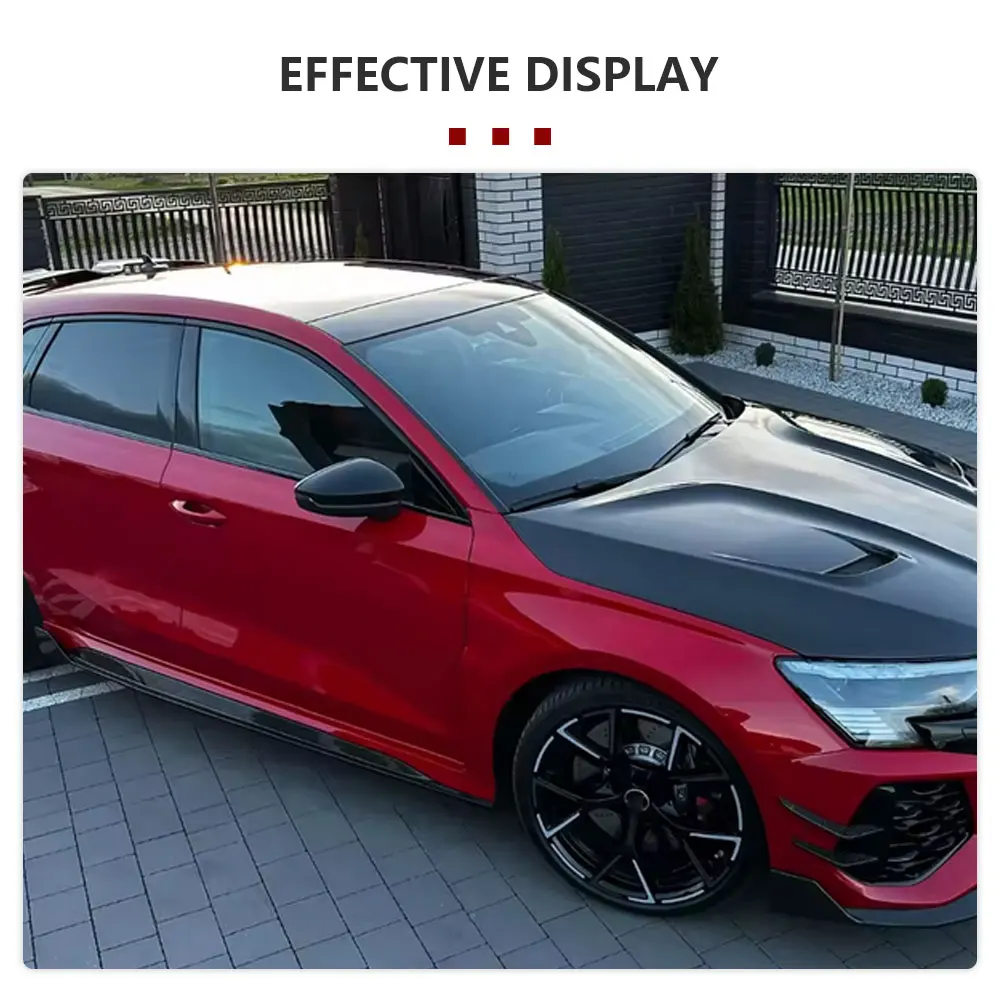 Фото Накладки-канарды из сухого карбона для переднего бампера Audi RS3 8Y 2022-2024, сплиттеры, воздухозаборники, элементы обвеса №2