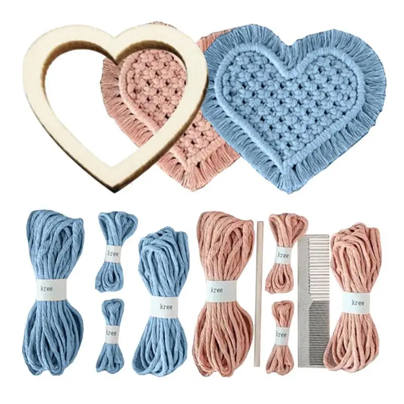 

Сделай Сам надпись Love Сердце Coaster Macrame ручные каботажные изделия вязаный набор, многофункциональные шерстяные вязаные богемные подставки для домашних аксессуаров